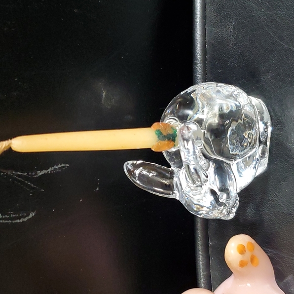 Handcrafted Bunny Candle and Crystal Bunny Candle Holder - Picture 4 of 4